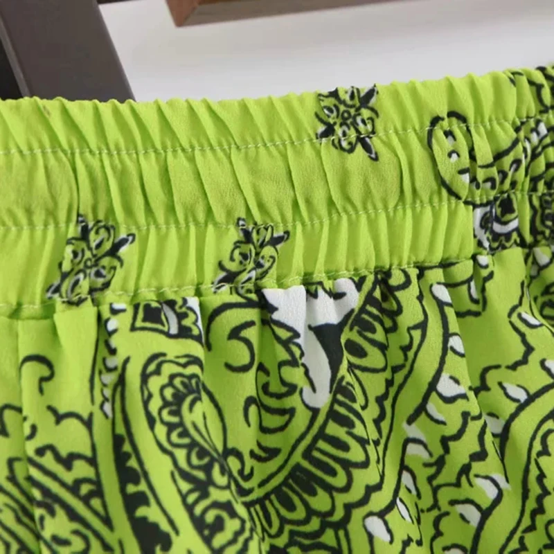 Klacwaya женские зеленые цветочные брюки 2019 летние модные богемные свободные бохо