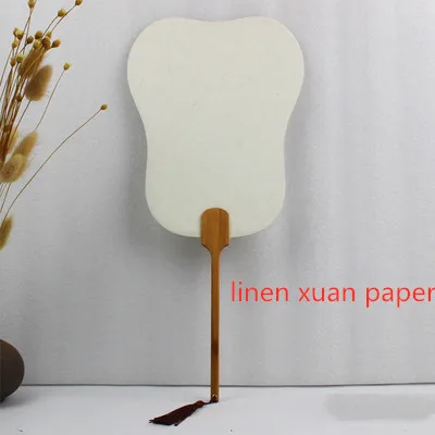 linen bajiao Взрослый DIY пустой китайский веер Утолщаются Двойной бумаги Xuan декоративный ручной вентилятор традиционное ремесло бамбуковая Ручка Вентилятор - Цвет: linen bajiao