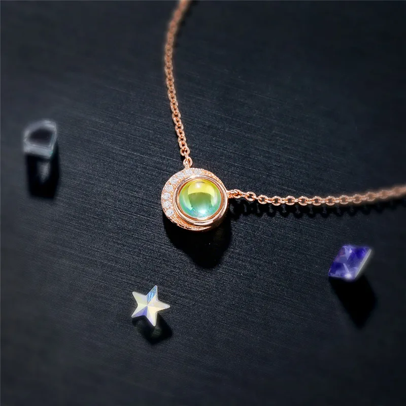 ROXI Moonstone колье ожерелье модное розовое золото/серебро Цвет Подвеска из камня и хрусталя ожерелье женское Ювелирное колье femme