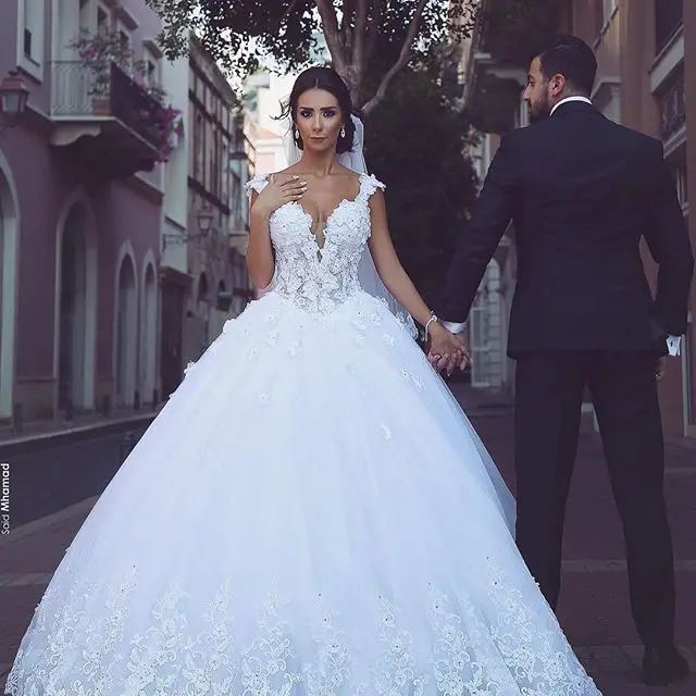 Романтический Trouwjurk Кружева Бальное платье Свадебные Платья 2017 robe de mariage