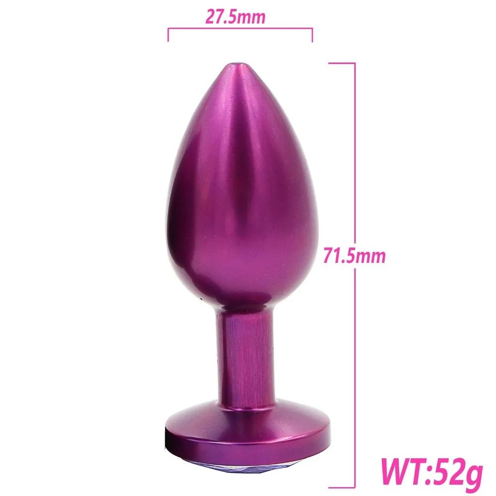 Анальная пробка YEMA фиолетовая с красным кристаллом металлическая анальная секс