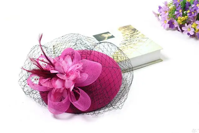 Purple Элегантные Свадебные шляпы и вуалетки женские свадебные шляпы для невесты с цветами женские головные уборы головной убор - Color: Purple