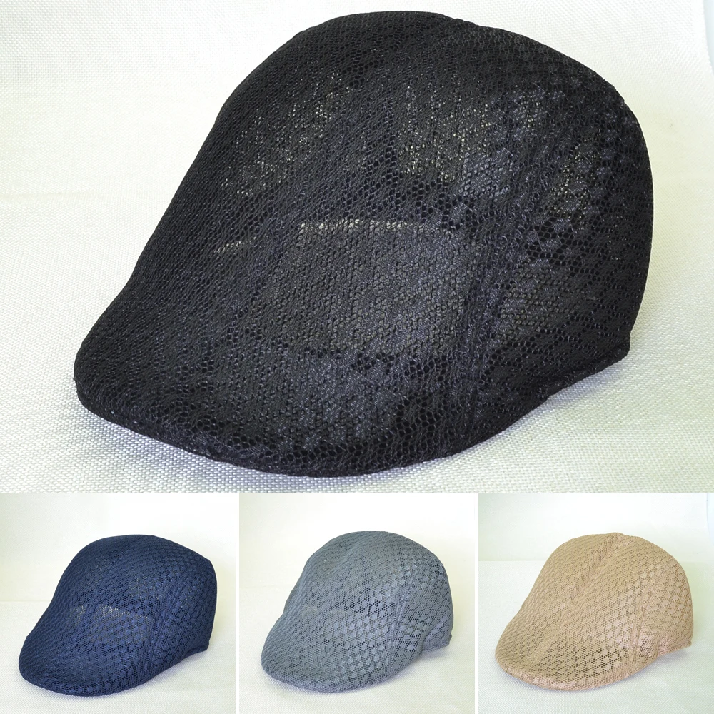 

Cool Summer Mesh Beret Caps for Men Women Vintage cap Cabbie Gatsby Outdoor Breathable Hats Brand Sun Hat Unisex Duckbill Caps