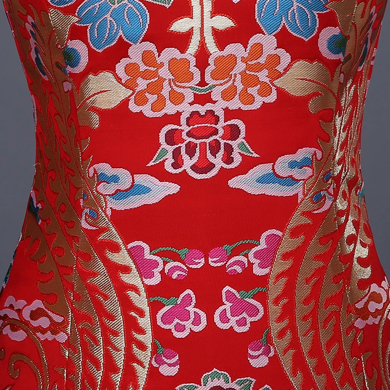 

Women Sexy Chinese Traditional Dress Red Chinese Wedding Cheongsam Dress Fishtail Chinese Qipao Lady Evening Party Dress 89