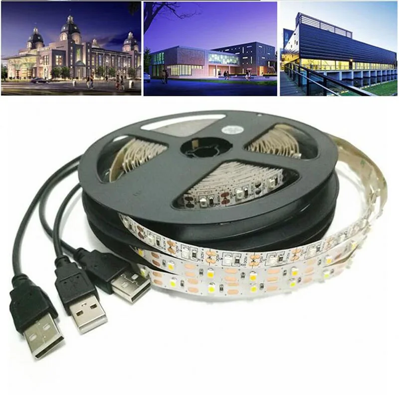 Светодиодная лента 5 в постоянного тока с 3 клавишами USB кабель мощность Гибкая
