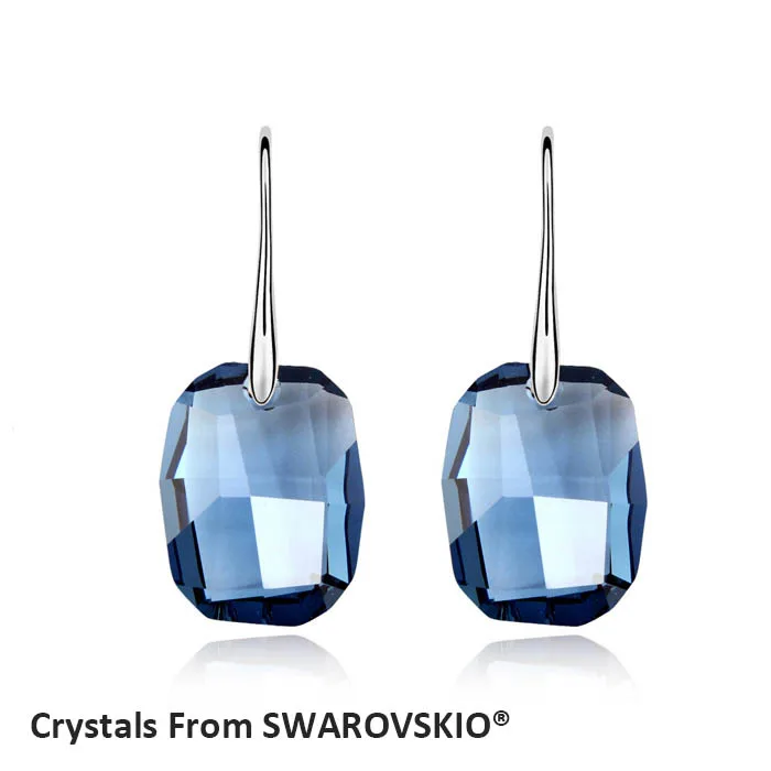 Супер Свадебные висячие серьги с кристаллами от SWAROVSKI большой прямоугольный камень для женщин Роскошные модные ювелирные изделия 6 цветов