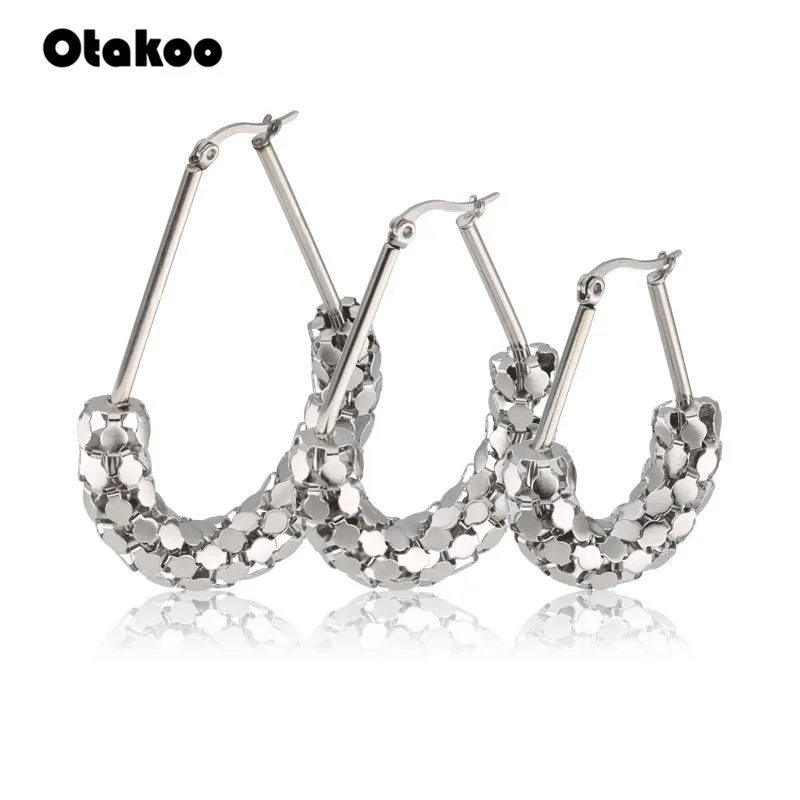 Otakoo серьги-кольца из нержавеющей стали для женщин и девочек модные серьги