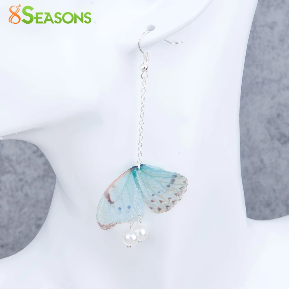 Эфирная бабочка из органзы ручной работы 8 сезонов серебряные серьги золотого