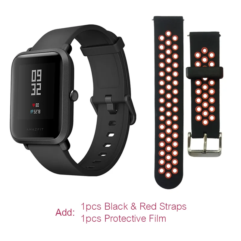 Bip-red-film. Huami Смарт-часы, Huami Amazfit Bip Молодежные Смарт-часы, Bluetooth 4,0 gps монитор сердечного ритма 45 дней в режиме ожидания IP68 - Цвет: Bip-red-film.
