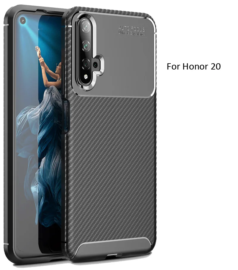 Чехол из углеродного волокна для huawei Honor 20 Pro View 20, ТПУ, силиконовая Матовая защитная накладка из волоконной ткани
