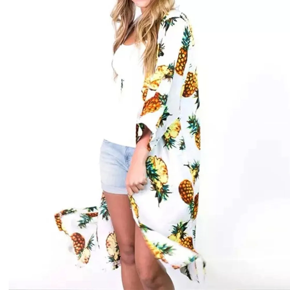 Летние Для женщин Повседневное белый кимоно кардиган дамы 2018 длинные вязаные Cutton