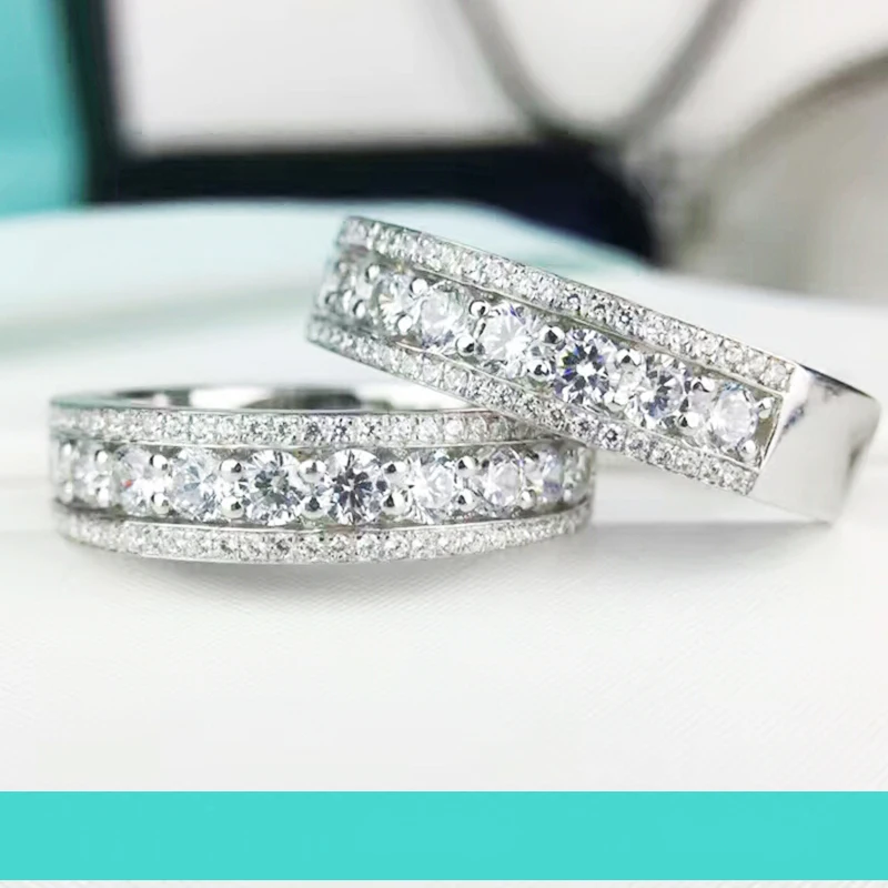 Испытание положительное 100% муассанит обручальное кольцо с бриллиантами из