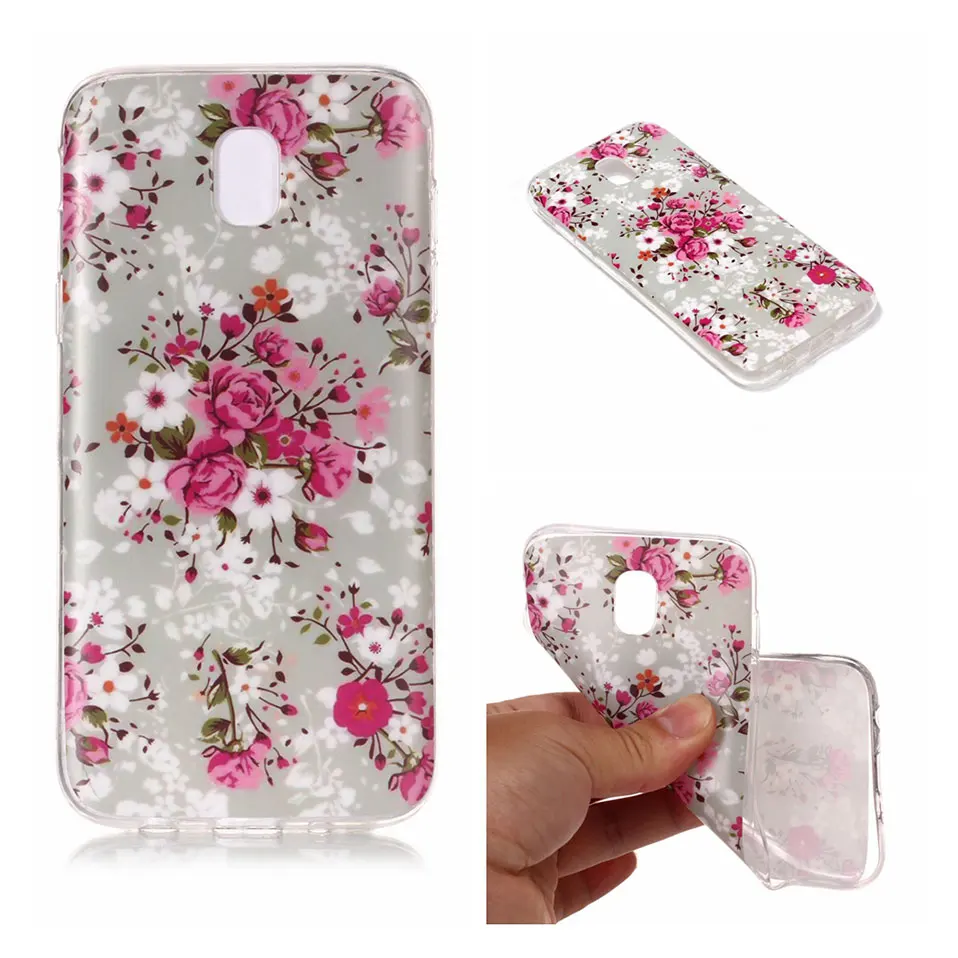 Flower Pattern Phone Case For Samsung J3 J5 J7 2017 Capa Back Cover J4 J6 J8 2018 Coque Silicone TPU Galaxy 2016 |
