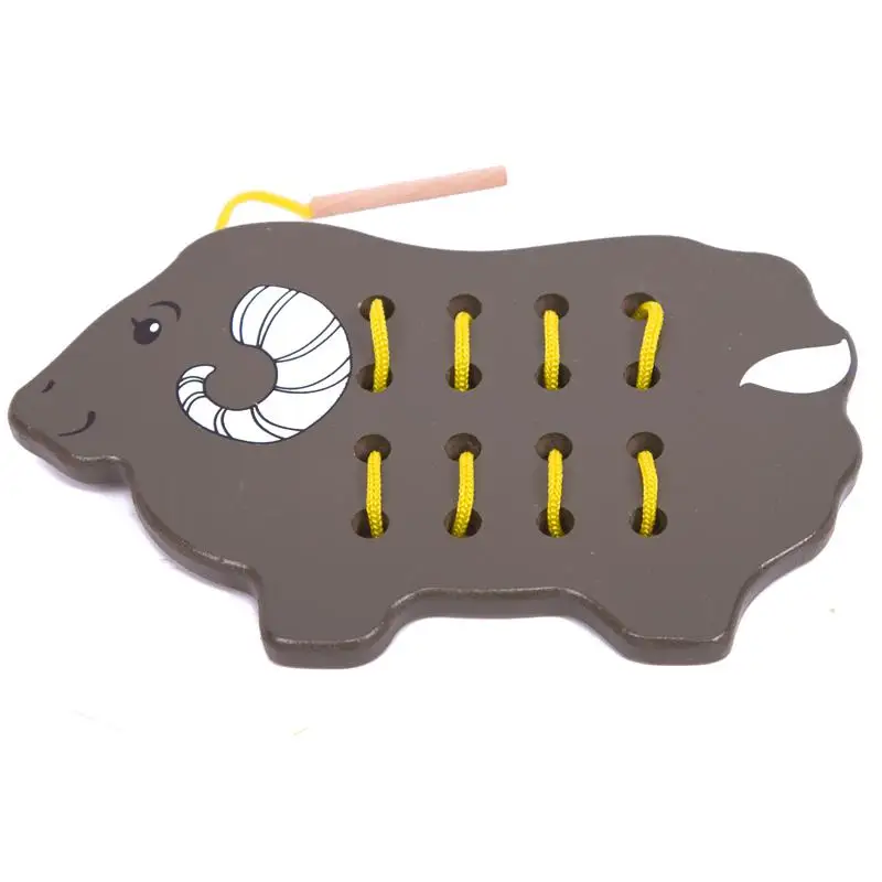 

Montessori Sensorial Materials Lacing Animal Board Preschool Educational Learning Toys For Kids Juguetes Brinquedos MG1964H
