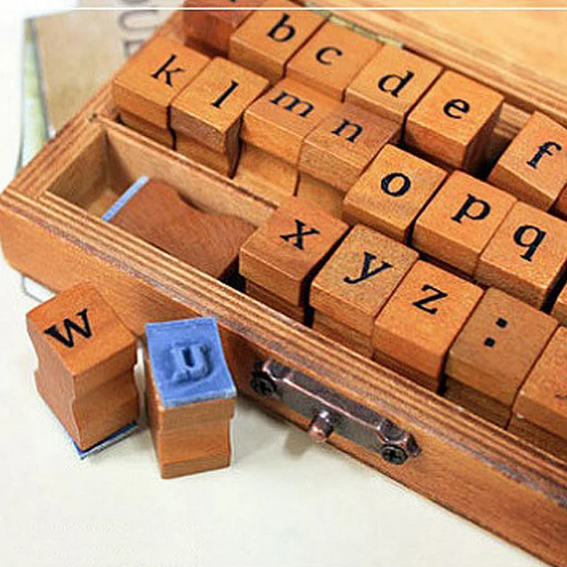 DIY буквенный алфавит штамп винтажный Деревянный алфавит и номер набор штампов с деревянной коробкой персонализированное производство надписей