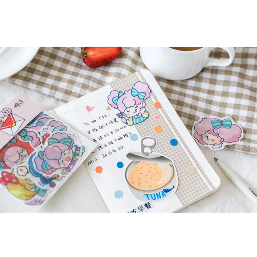 15packs/lot Kawaii Cartoon Girl Stickers Diary Note Lovely DIY Decorative Stickers Scrapbooking DIY Gift Product Sealing Label