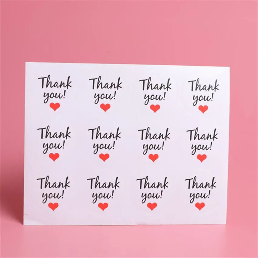 120 шт ручной работы wtih Красное сердце с надписью Love Thank you круглый Скрапбукинг