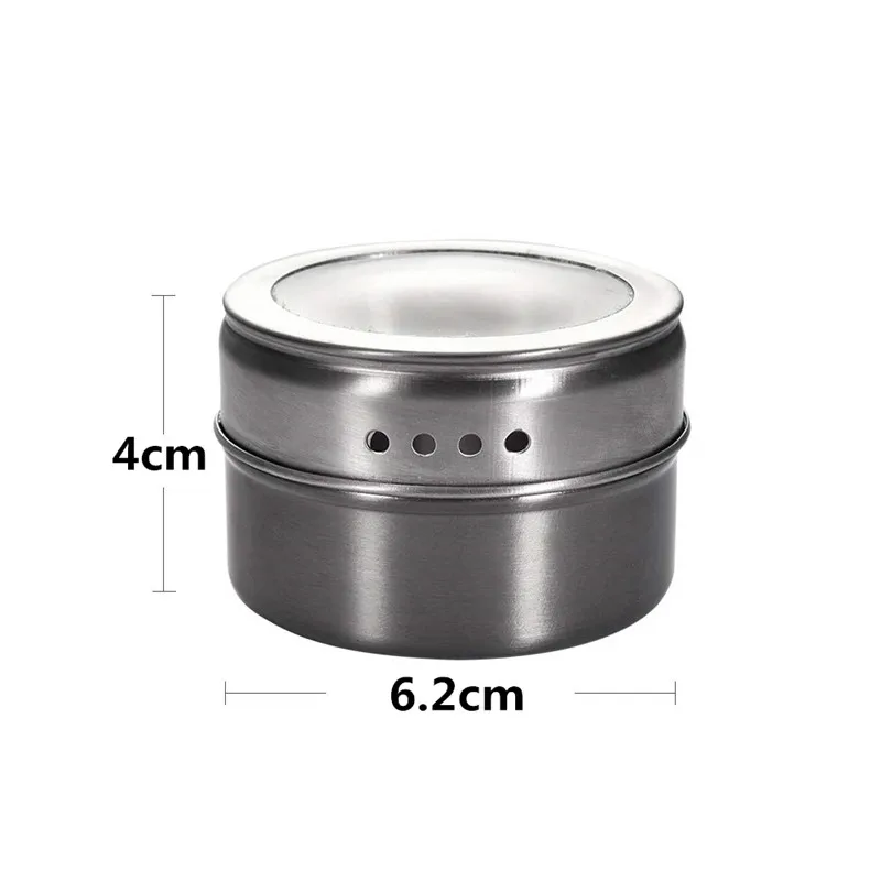 WOTMULY Stainless Steel Magnetic Spice Jars Stickers Pepper Seasoning Sprays Tools Container Jars Kitchen Condiment ST0070