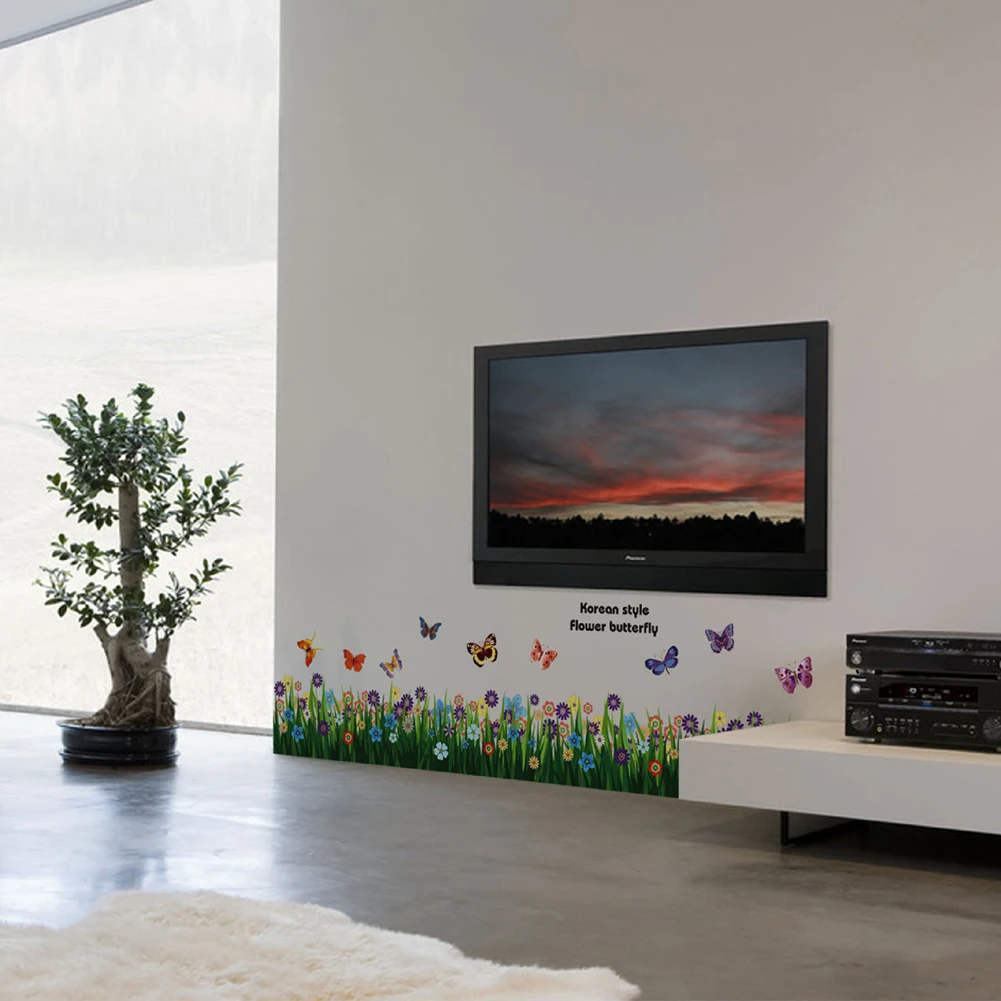 Мультфильм цветы спальня бабочка шаблон стикер на стену для стенная роспись