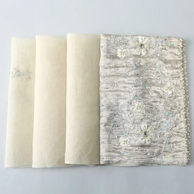 Высококачественный индийский шерстяной шарф ручной работы с белыми и розовыми