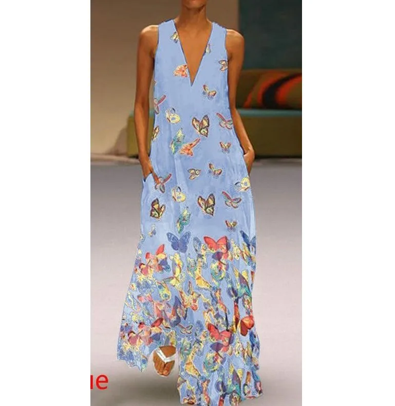 Женское пляжное платье в богемном стиле с v-образным вырезом свободное белое