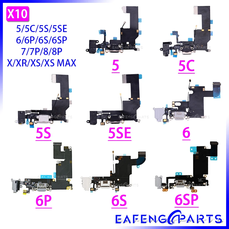 

Charger Flex For iphone 5SE 5C 6S 7 8 Plus 6SPlus 7Plus 8Plus X XR XS MAS Charging Port Flex with Mic Microphone Flex Cable