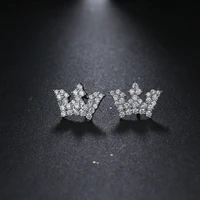 unique exquisite crystal jewelry white gold color geometric cz stud earrings high quality cubic zircon womens earrings e 136