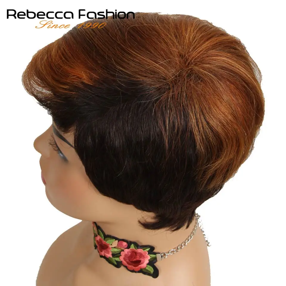 Rebecca перуанские Реми человеческие волосы парики для черных женщин короткие