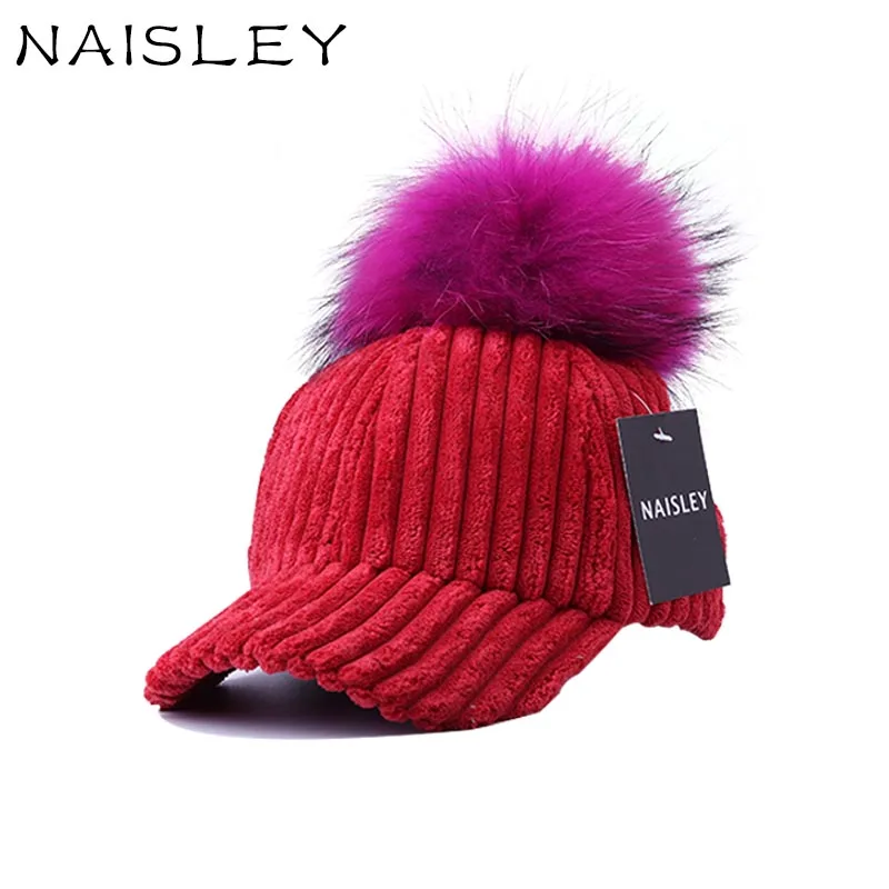 Naisley новые женские Модные шляпа Бейсбол женский Кепки реального норки англичане