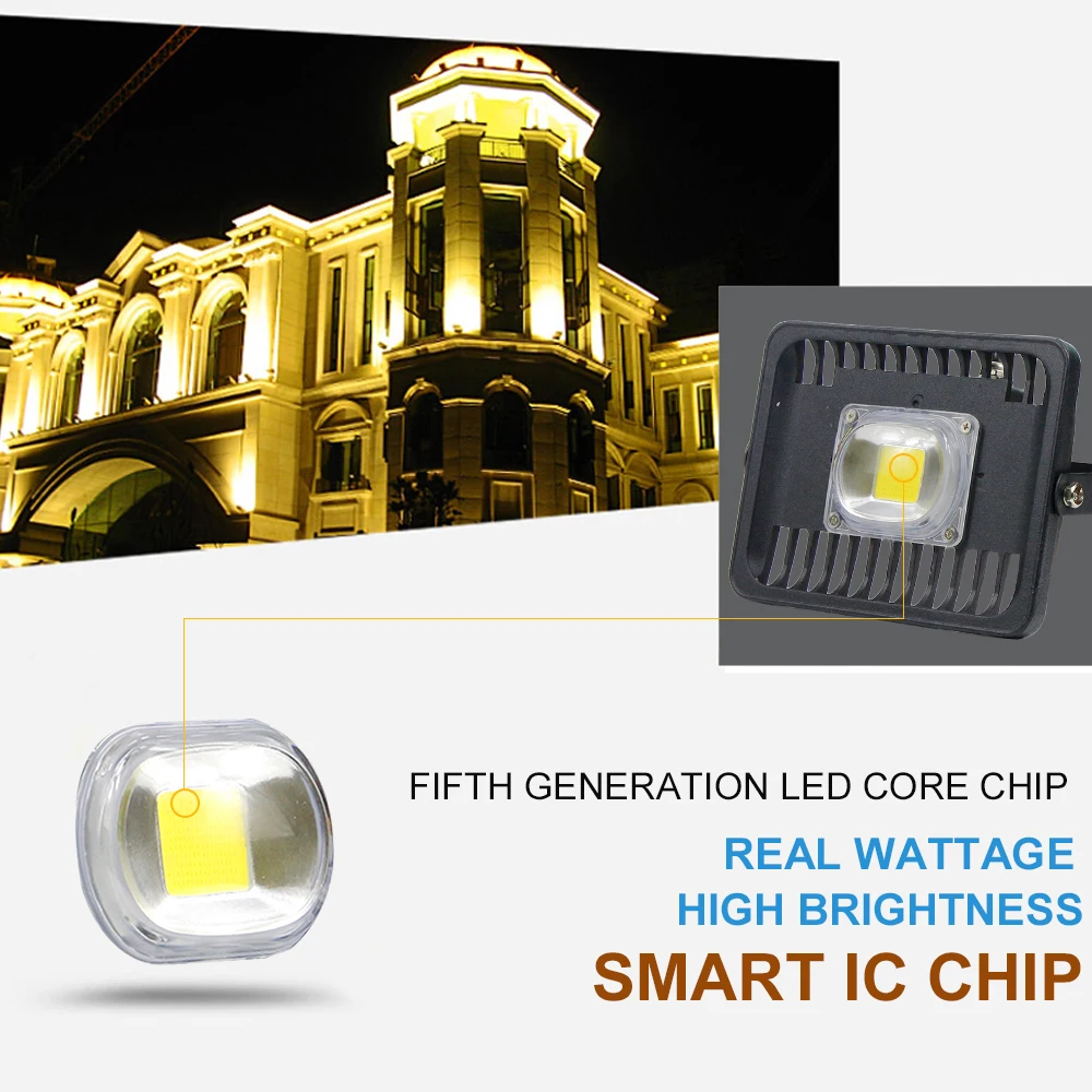 [DBF] Светодиодный прожектор светильник IP66 100W 50W 30W 110V 220V светодиодный чип COB потолочные светильник Точечный светильник подходит для использования вне помещений настенный светильник сад проекторы
