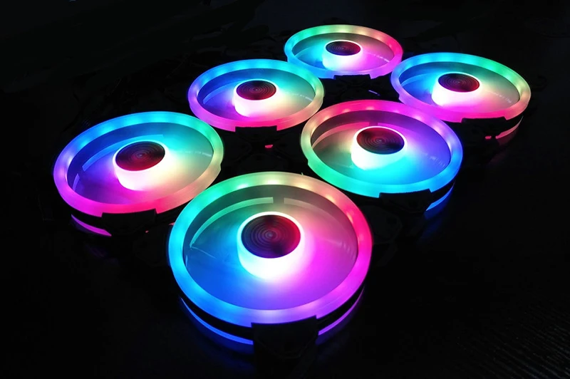 Цветной 120 мм круглый RGB cpu охлаждающий вентилятор+ пульт дистанционного управления с двойной диафрагмой светодиодный светящийся ПК корпус тихий вентилятор водяного охлаждения