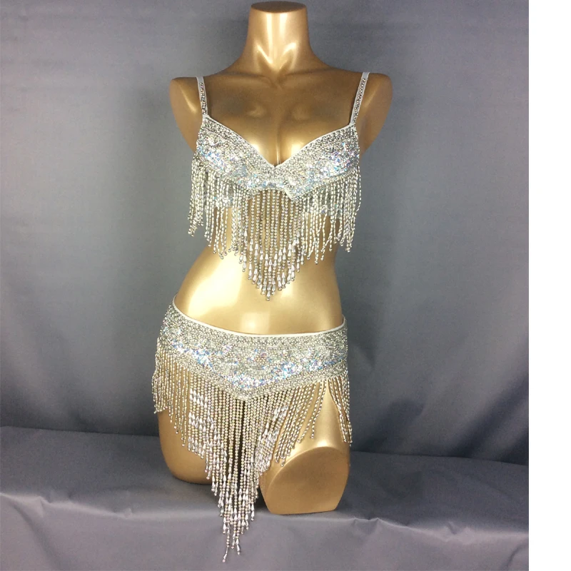 Сценический набор костюма для танца живота (бюстгальтер + ремень) Золотой и