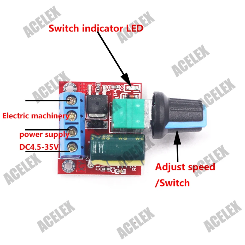 Мини DC-DC 4,5 В-35 В 5A 90W PWM контроллер скорости двигателя постоянного тока модуля Скорость регулятор Управление отрегулировать переключатель 12V 24V PN35