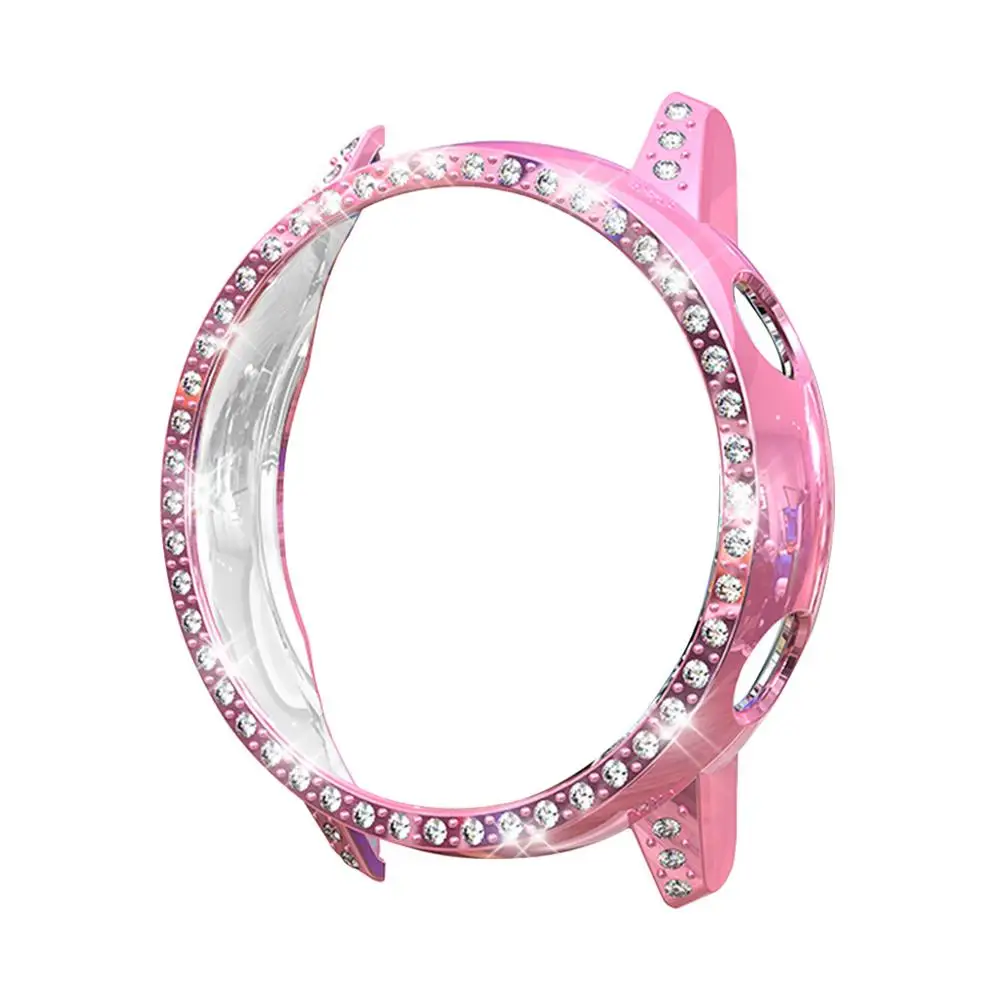 Pink Дизайн, пластиковая защитная крышка для samsung Galaxy Watch, активный Чехол SM-R500, легкий тонкий чехол-бампер с алмазами, аксессуары - Цвет: Pink