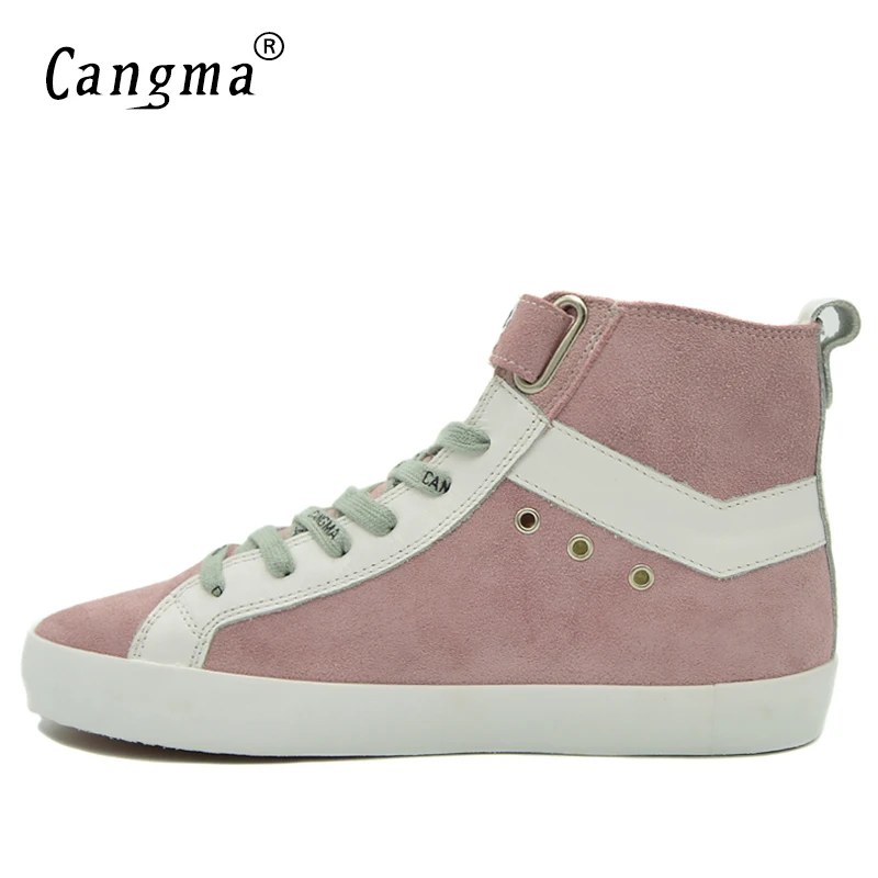 Женские замшевые ботильоны CANGMA розовые кроссовки из натуральной кожи на