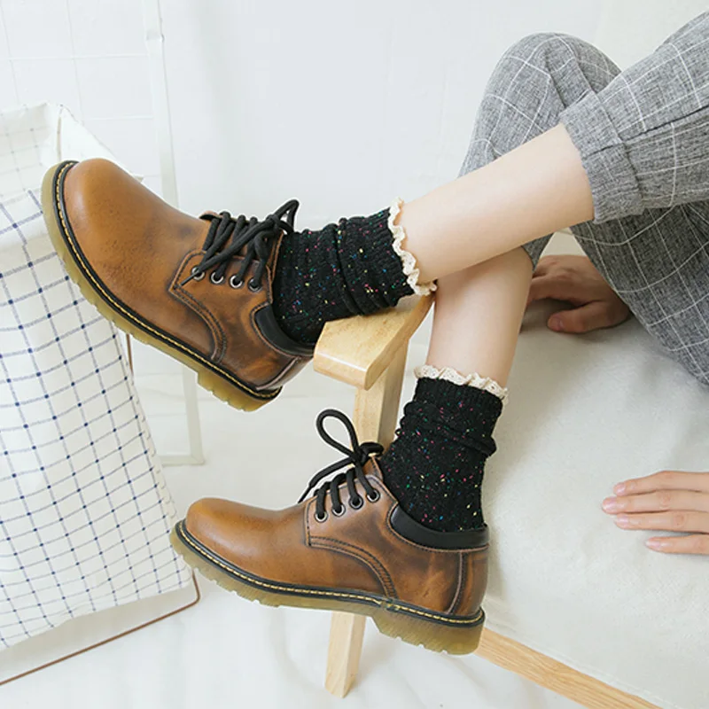 New Winter Fashion Women Korean Lace Sequin Socks Hip Hop Sokken Chaussettes Black Red Casual Cotton Crew Female | Женская одежда