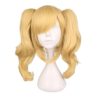 qqxcaiw long wavy cosplay mixed blonde wig with 2 ponytails synthetic hair wigs