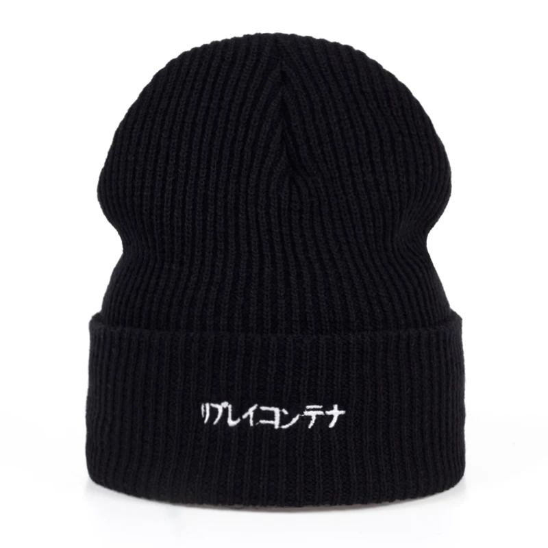 ri wen black Брендовая зимняя шапка для мужчин Skullies Beanies Женская модная теплая шапка унисекс эластичные вязаные шапки - Цвет: ri wen black