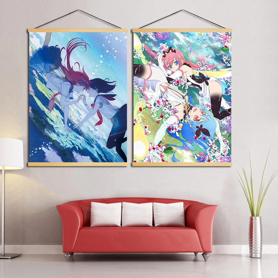 Настенное искусство флип флапперы современные Японские Аниме прочные