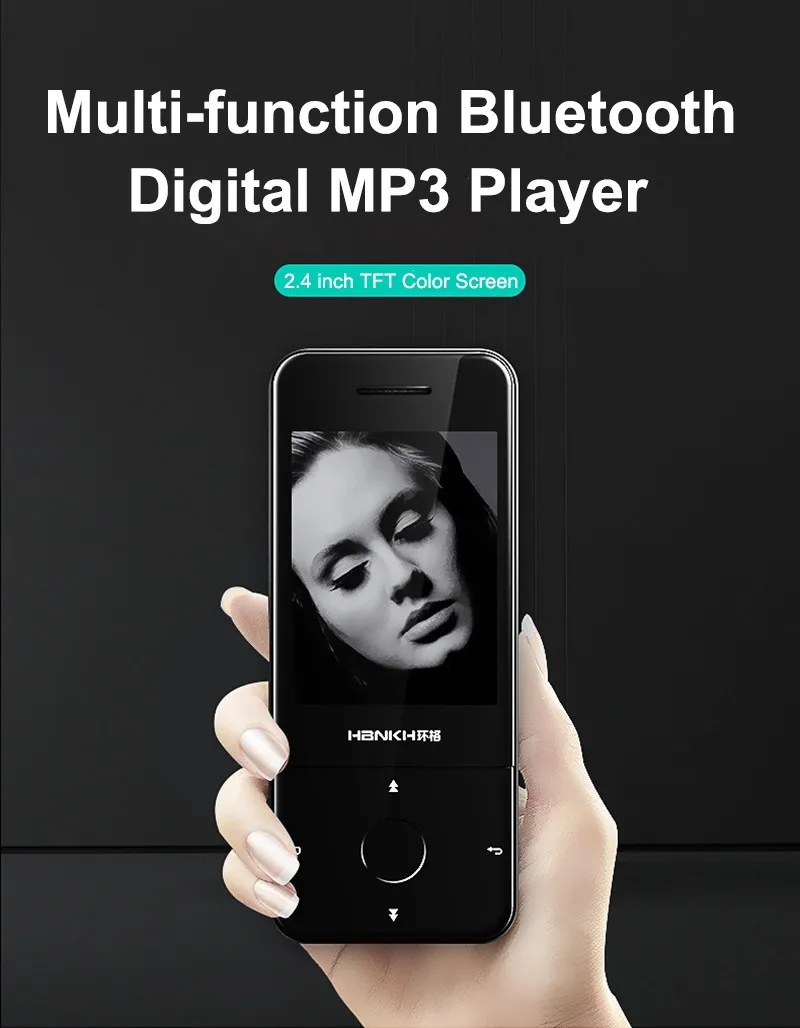 HBNKH 2,4 дюймов сенсорный экран MP3-плеер Hifi Музыка HD видео Радио Fm Запись Bluetooth MP3-плеер USB портативный электронная книга ТВ выход