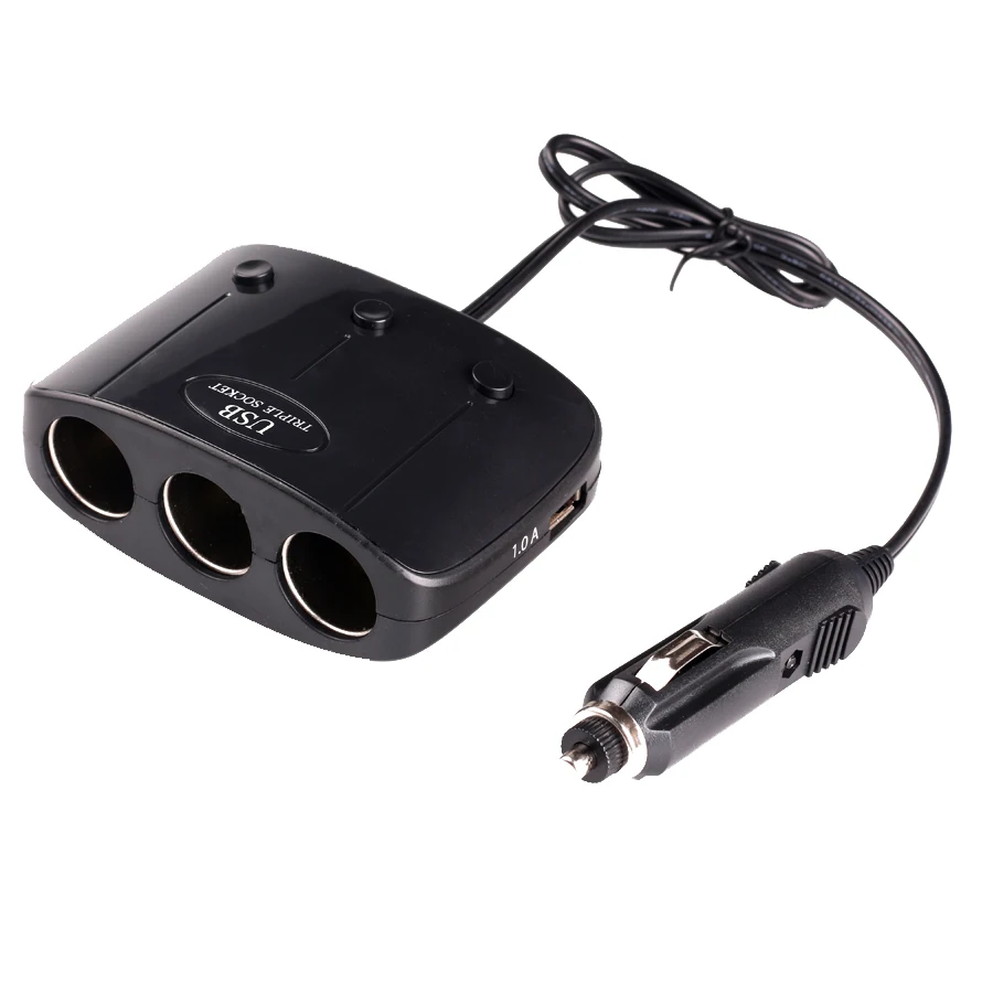 Автомобильный прикуриватель с двумя usb-портами и 3 разъемами, автомобильное зарядное устройство, адаптер 12 В/24 В, разветвитель для автомобиля