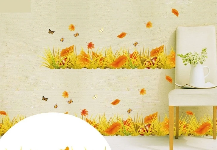 Осенние опавшие листья желудь гайки наклейки на плинтус и стены спальня кухня