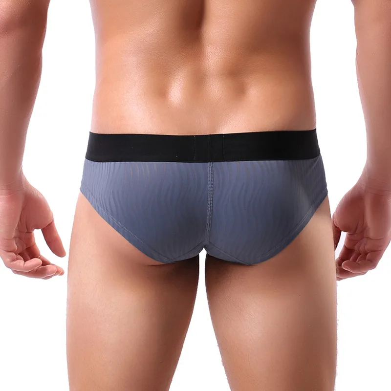 Мужские трусы брифы с мешочком для пениса синие низкой талией сексуальное нижнее