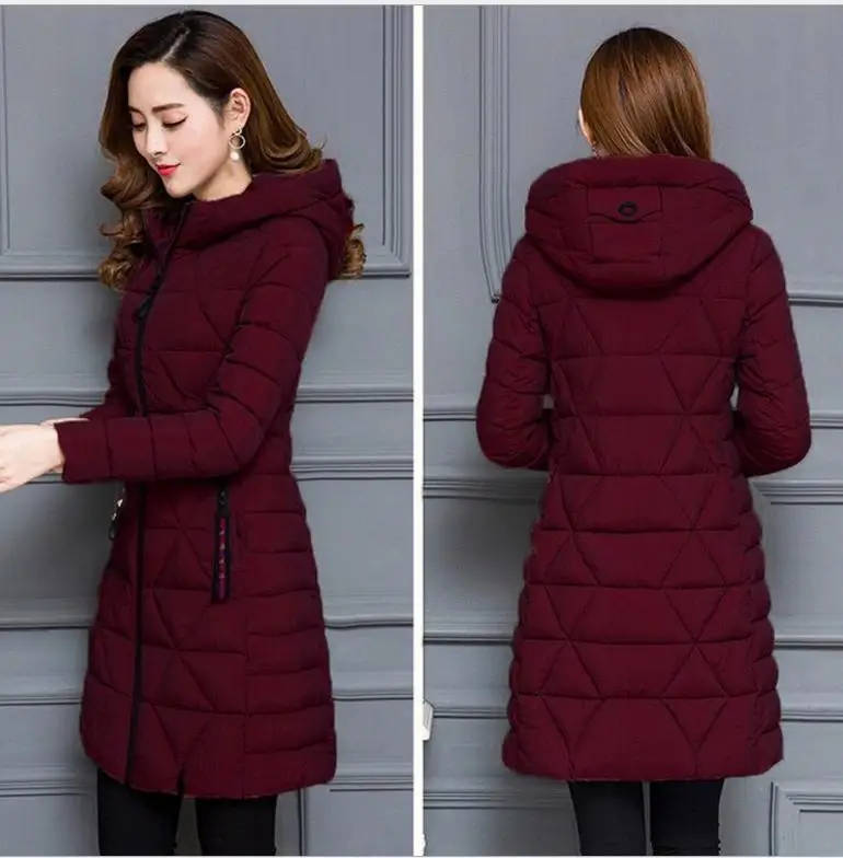 Plus Size 6XL Light&Thin Autumn Winter Women Jackets Female Down Cotton Jacket Slim Outerwear Casual Female Parkas Top Q595 - Цвет: wine red