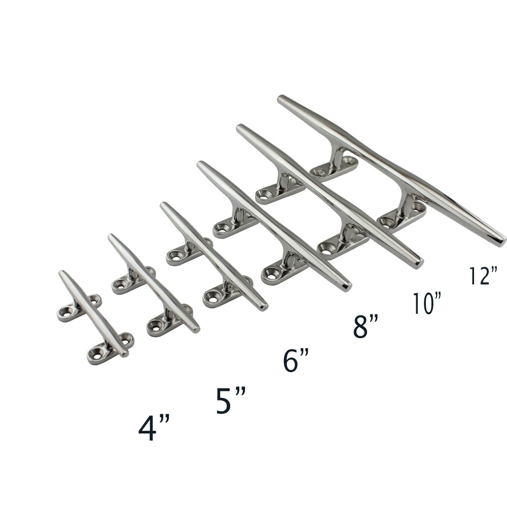 

Stainless Marine Boat Hollow Open Base Cleat Heavy Duty High Mirror Finish Yacht Rope Hollow Open Base Cleat Bollard 4"-12"