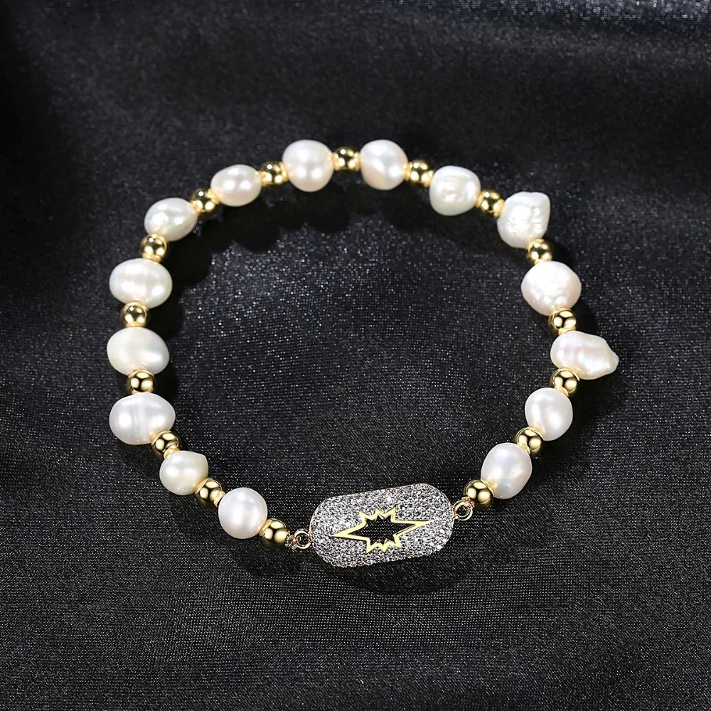 LUOTEEMI уникальный натуральный жемчуг Регулируемые браслеты из нержавеющей стали