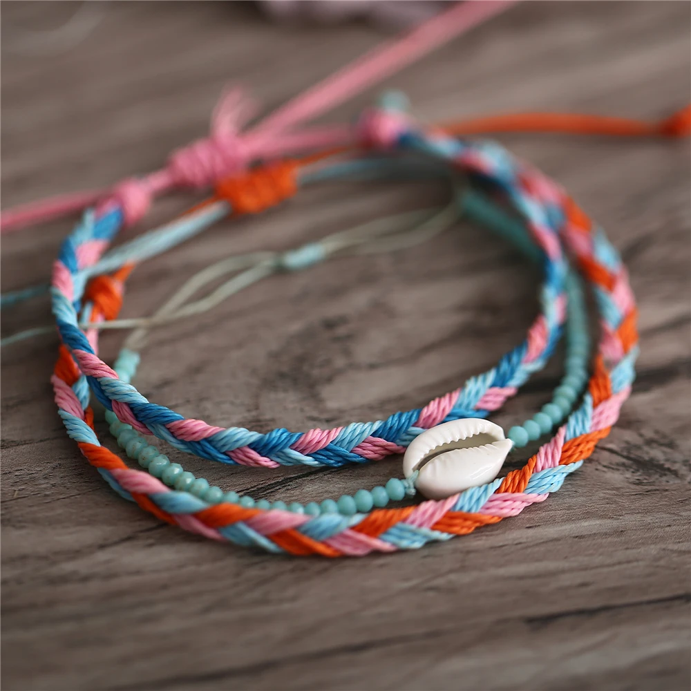 Женский Набор браслетов IF ME богемные плетеные браслеты из ракушек с подвеской