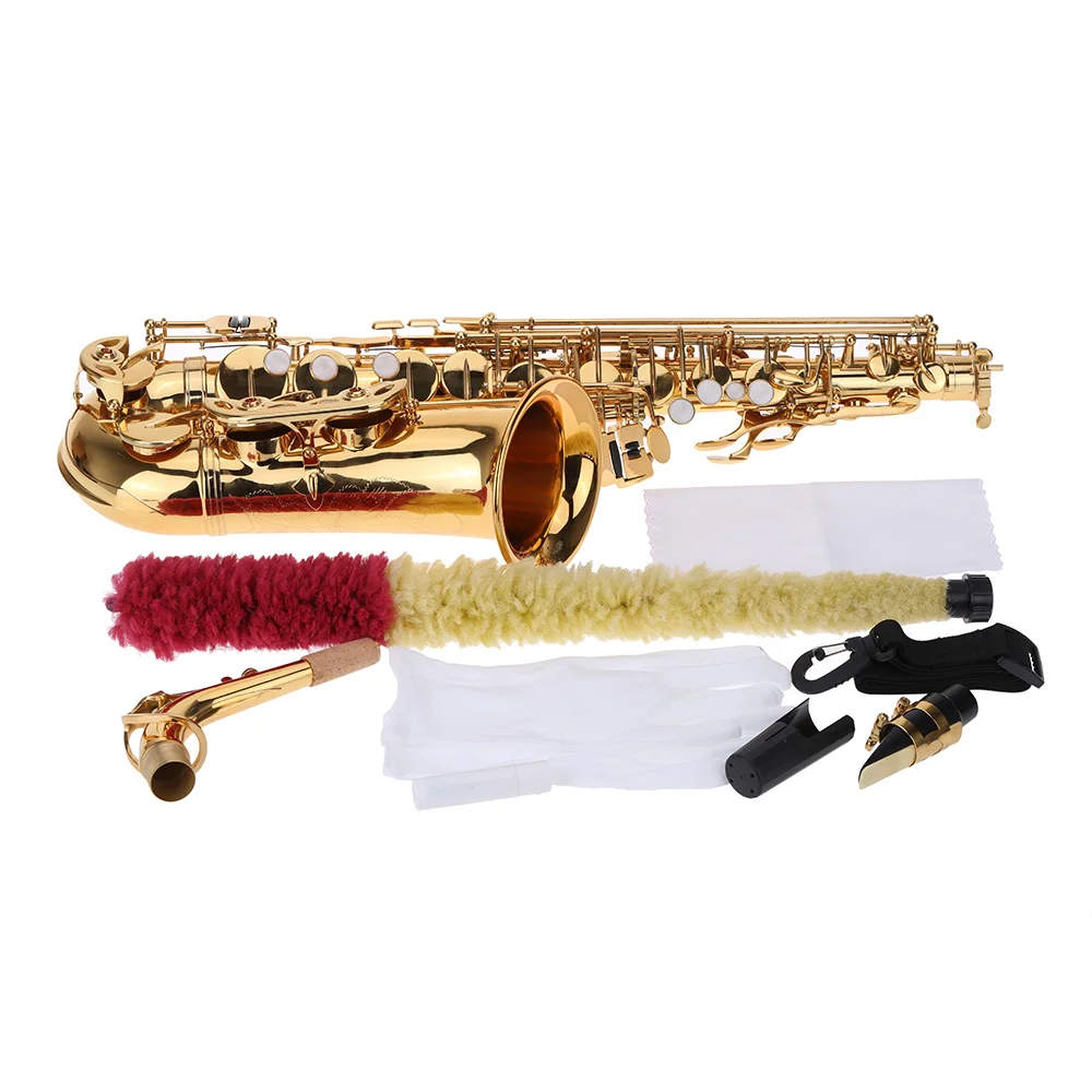 Ammoon bE Alto Saxphone E плоский саксофон латунный лакированный Золотой 802 ключ деревянный ветер с чистящей тканью кисти перчатки ремень Чехол