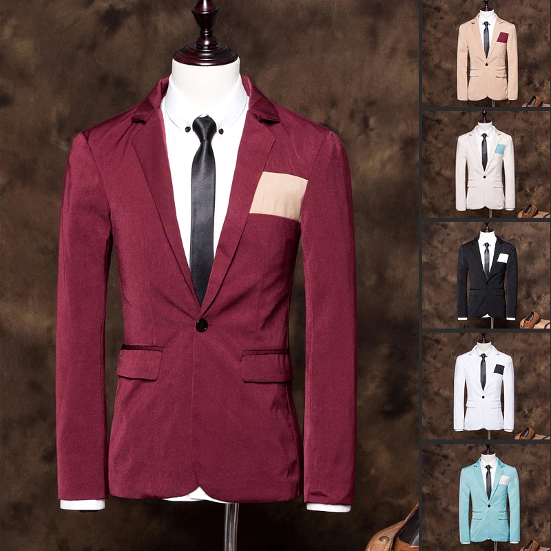 Свободного покроя 2016 марка одежды пиджак мужчины одна кнопка мужчин уменьшают