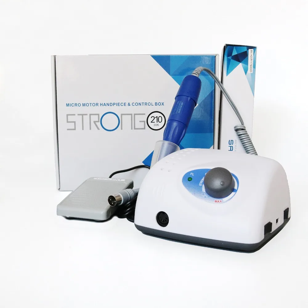 Strong 210 blue handle 105L jewelry dental MICRO MOTOR Drill Manicure Machine Pedicure Electric File Bits Nails Art Equipment